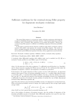 Su cient conditions for the eventual strong Feller property for