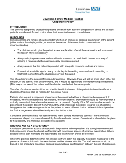Chaperone Policy - Downham Family Medical Practice