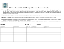 2007 Green Mountain ShootOut Participant Waiver and Release of