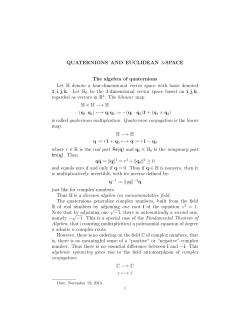 QUATERNIONS AND EUCLIDEAN 3-SPACE The