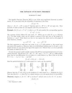 THE IMPLICIT FUNCTION THEOREM The Implicit Function Theorem