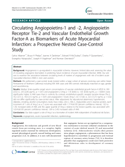 Circulating Angiopoietins-1 and -2, Angiopoietin Receptor Tie