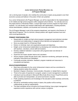 Junior Achievement&ndash;Rocky Mountain, Inc. JA Program Manager