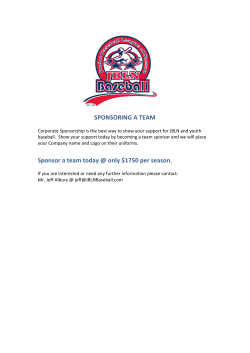 SPONSORING A TEAM Sponsor a team today @ only $1750 per