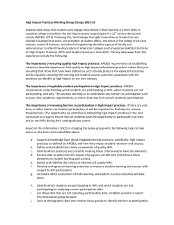 High Impact Practices Working Group Charge 2015