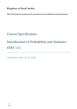 Course Specification Introduction to Probability and Statistics STAT