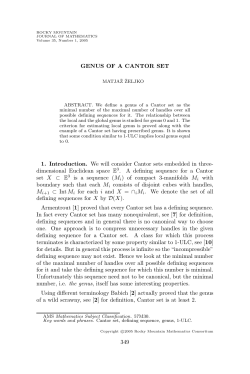 GENUS OF A CANTOR SET 1. Introduction. We will consider Cantor
