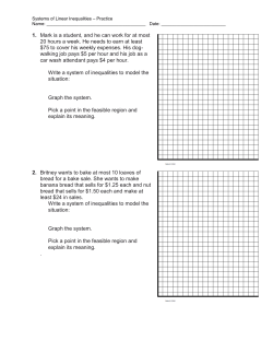 Systems of Linear Inequalities &ndash; Practice Name: Date: Mark is a