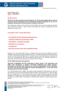 Press release, 09 April 2017 r. Poznań Motor Show 06.04. &ndash; 09