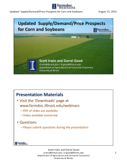 Updated Supply/Demand/Price Prospects for Corn and Soybeans