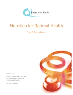 Nutrition for Optimal Health
