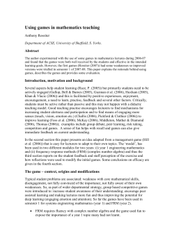 Using games in mathematics teaching