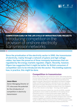 Introducing competition in the provision of onshore