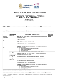 Mental Health nursing - Anglia Ruskin University