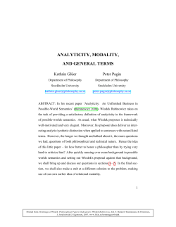 ANALYTICITY, MODALITY, AND GENERAL TERMS