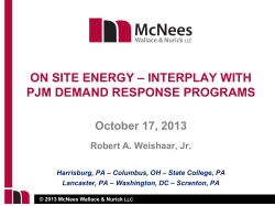 On Site Energy - Interplay with PJM Demand Response Programs