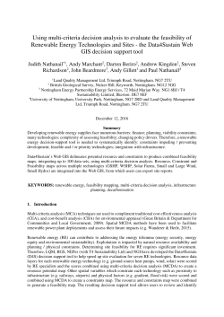 Using multi-criteria decision analysis to evaluate the