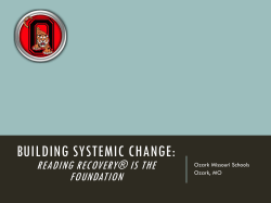 Reading Recovery is the Foundation