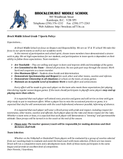Grade 7 Parent Athletic Letter