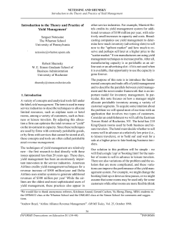 Introduction to the Theory and Practice of Yield Management1
