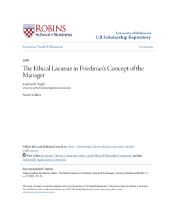 The Ethical Lacunae in Friedman`s Concept of the Manager