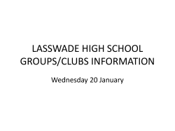 LASSWADE HIGH SCHOOL GROUPS/CLUBS INFORMATION