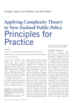 Applying Complexity theory to New Zealand public policy
