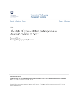 The state of representative participation in Australia: Where to next?