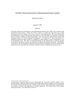 Entry in Pharmaceutical Markets