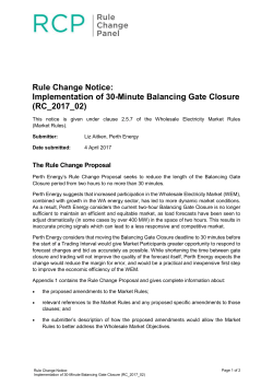 Rule Change Notice - Economic Regulation Authority