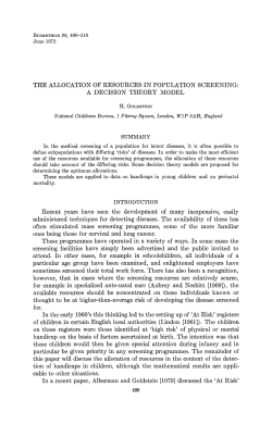 the allocation of resources in population screening