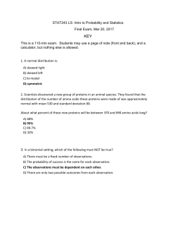 STAT243 LS: Intro to Probability and Statistics Final Exam, Mar