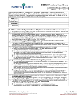 CHECKLIST Additional Federal Criteria