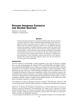 DYNAMIC INSURANCE CONTRACTS AND ADVERSE SELECTION