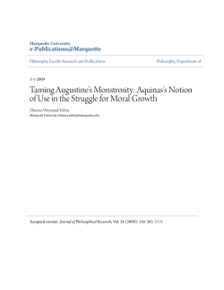 Taming Augustine&acirc;&bull;Žs Monstrosity: Aquinas&acirc;&bull;Žs Notion of Use in
