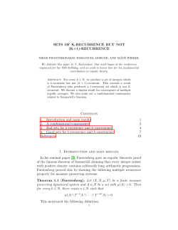 SETS OF K-RECURRENCE BUT NOT (K+1)