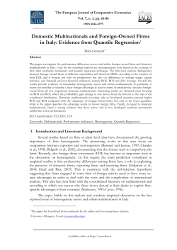 Domestic Multinationals and Foreign-Owned Firms in Italy: Evidence