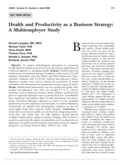 Health and Productivity as a Business Strategy
