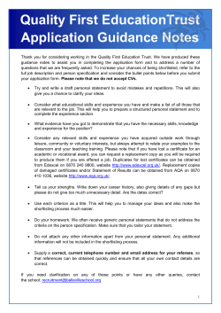 Quality First EducationTrust Application Guidance Notes 2017