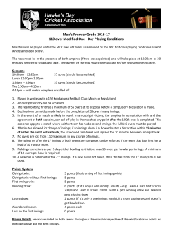 Men`s Premier Grade 2016-17 110 over Modified One &ndash;Day Playing