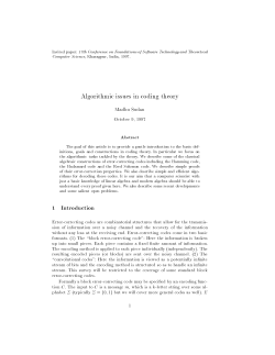 Algorithmic issues in coding theory