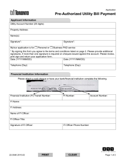 Pre-Authorized Utility Bill Payment Program
