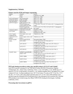 Supplementary Methods Primers used for PCR and Sanger