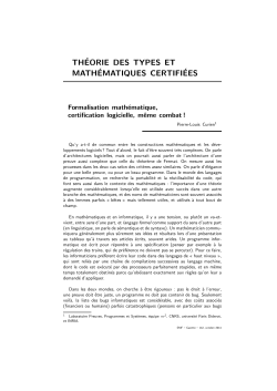 Théorie des types et mathématiques certifiées