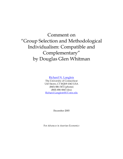 Comment on &ldquo;Group Selection and Methodological Individualism