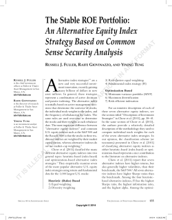 The Stable ROE Portfolio: An Alternative Equity Index Strategy