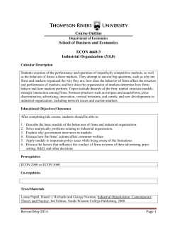 Course Outline School of Business and Economics ECON 4660