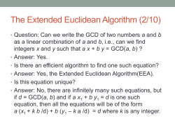 The Extended Euclidean Algorithm (2/10)