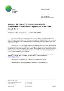 Invitation for 11th Round of Application for Accreditation as Observer