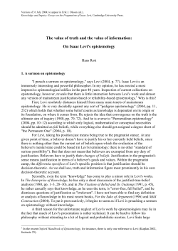 The value of truth and the value of information: On Isaac Levi`s